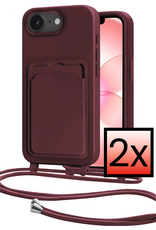 NoXx NoXx iPhone 17e Hoesje Pashouder met Koord - Aubergine - 2 PACK