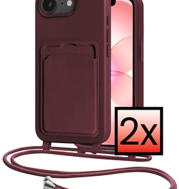 NoXx NoXx iPhone 17e Hoesje Pashouder met Koord - Aubergine - 2 PACK