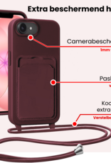 NoXx NoXx iPhone 17e Hoesje Pashouder met Koord - Aubergine - 2 PACK