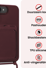 NoXx NoXx iPhone 17e Hoesje Pashouder met Koord Met Screenprotector - Aubergine