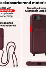 NoXx NoXx iPhone 17e Hoesje Pashouder met Koord Met 2x Screenprotector - Aubergine