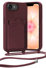 Nomfy Nomfy iPhone 17e Hoesje Pashouder met Koord - Aubergine