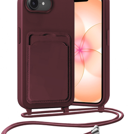 Nomfy Nomfy iPhone 17e Hoesje Pashouder met Koord - Aubergine