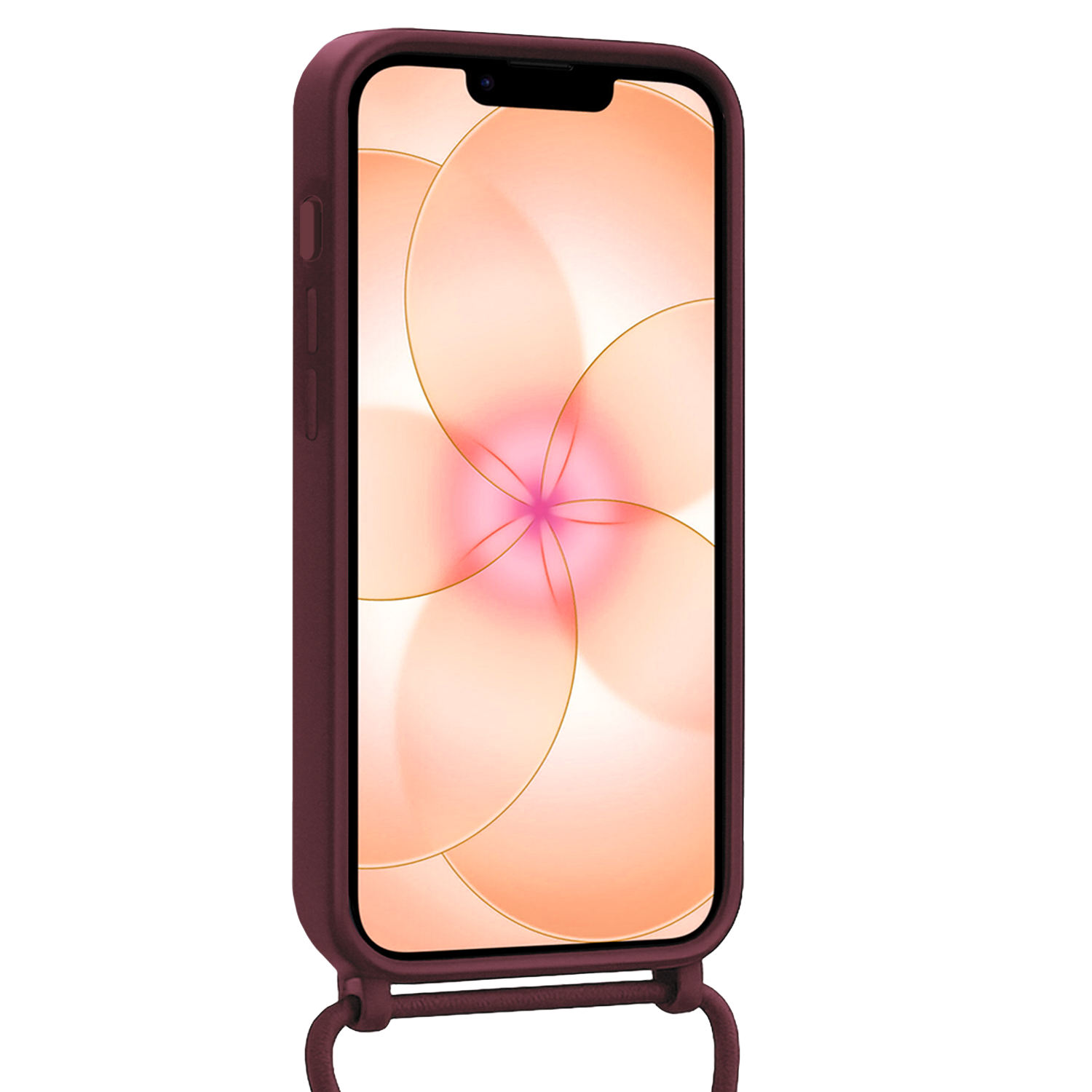 Nomfy Nomfy iPhone 17e Hoesje Pashouder met Koord - Aubergine