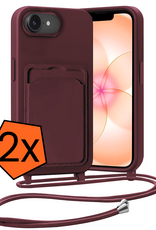 Nomfy Nomfy iPhone 17e Hoesje Pashouder met Koord - Aubergine - 2 PACK