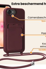 Nomfy Nomfy iPhone 17e Hoesje Pashouder met Koord Met Screenprotector - Aubergine