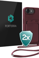 Forterra Forterra iPhone 17e Hoesje Pashouder met Koord - Aubergine - 2 PACK