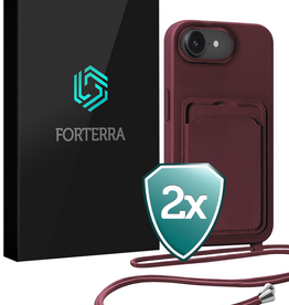 Forterra Forterra iPhone 17e Hoesje Pashouder met Koord - Aubergine - 2 PACK