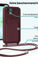 Forterra Forterra iPhone 17e Hoesje Pashouder met Koord Met 2x Screenprotector - Aubergine