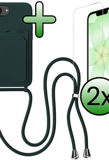BASEY. BASEY. iPhone 17e Hoesje Pashouder met Koord Met 2x Screenprotector - Donkergroen