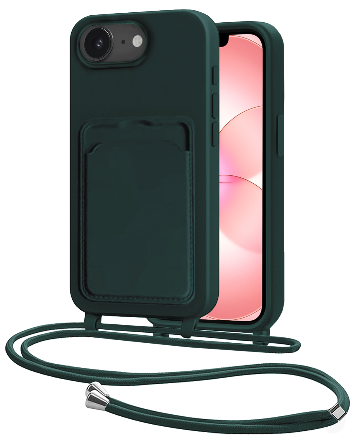 NoXx NoXx iPhone 17e Hoesje Pashouder met Koord - Donkergroen