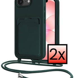 NoXx NoXx iPhone 17e Hoesje Pashouder met Koord - Donkergroen - 2 PACK