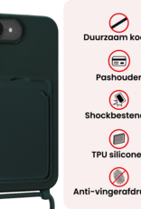 NoXx NoXx iPhone 17e Hoesje Pashouder met Koord Met 2x Screenprotector - Donkergroen
