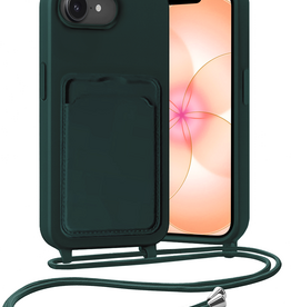 Nomfy Nomfy iPhone 17e Hoesje Pashouder met Koord - Donkergroen