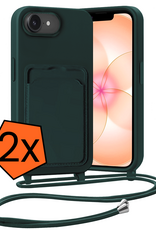 Nomfy Nomfy iPhone 17e Hoesje Pashouder met Koord - Donkergroen - 2 PACK