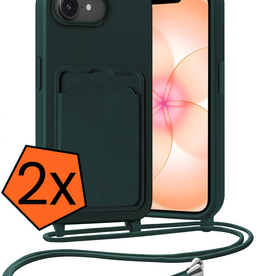 Nomfy Nomfy iPhone 17e Hoesje Pashouder met Koord - Donkergroen - 2 PACK