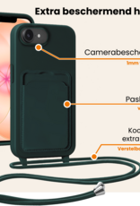 Nomfy Nomfy iPhone 17e Hoesje Pashouder met Koord Met Screenprotector - Donkergroen