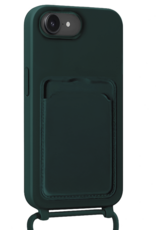 Nomfy Nomfy iPhone 17e Hoesje Pashouder met Koord Met Screenprotector - Donkergroen