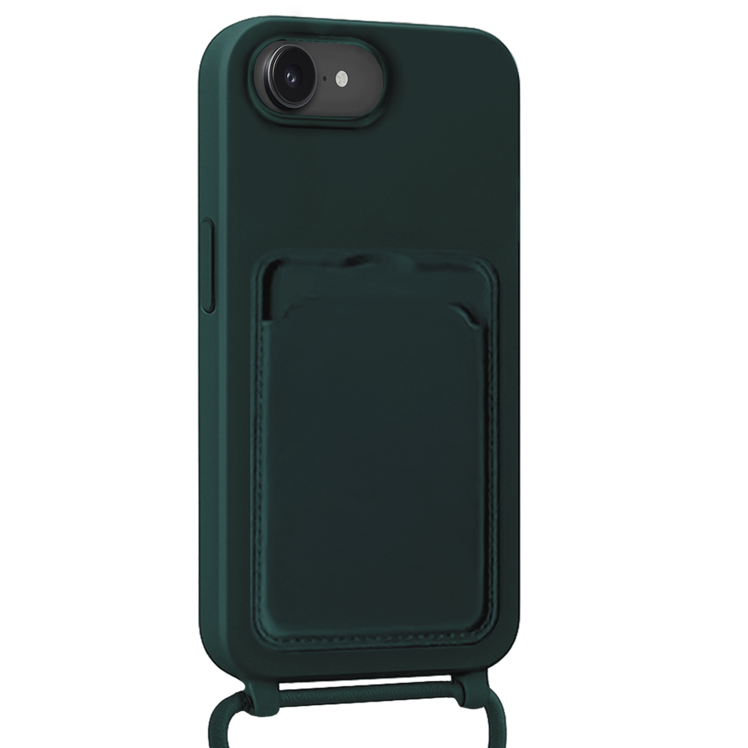 Nomfy Nomfy iPhone 17e Hoesje Pashouder met Koord Met Screenprotector - Donkergroen