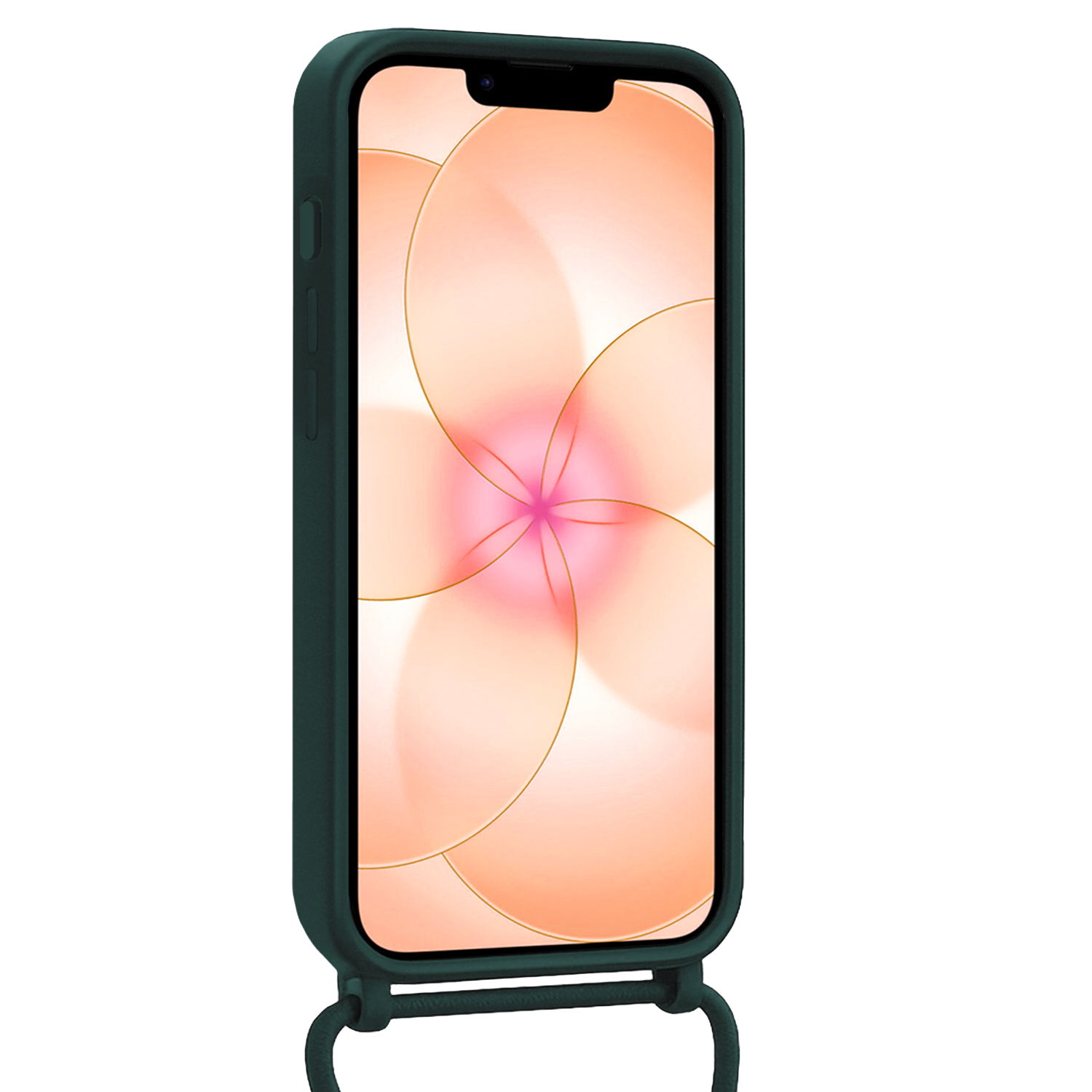 Nomfy Nomfy iPhone 17e Hoesje Pashouder met Koord Met 2x Screenprotector - Donkergroen