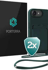 Forterra Forterra iPhone 17e Hoesje Pashouder met Koord - Donkergroen - 2 PACK