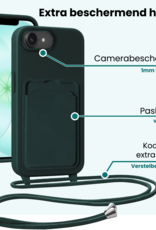 Forterra Forterra iPhone 17e Hoesje Pashouder met Koord Met 2x Screenprotector - Donkergroen