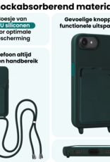Forterra Forterra iPhone 17e Hoesje Pashouder met Koord Met 2x Screenprotector - Donkergroen