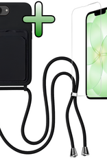 BASEY. BASEY. iPhone 17e Hoesje Pashouder met Koord Met Screenprotector - Zwart