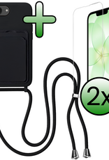 BASEY. BASEY. iPhone 17e Hoesje Pashouder met Koord Met 2x Screenprotector - Zwart