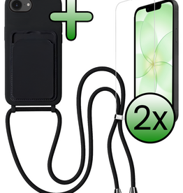 BASEY. BASEY. iPhone 17e Hoesje Pashouder met Koord Met 2x Screenprotector - Zwart