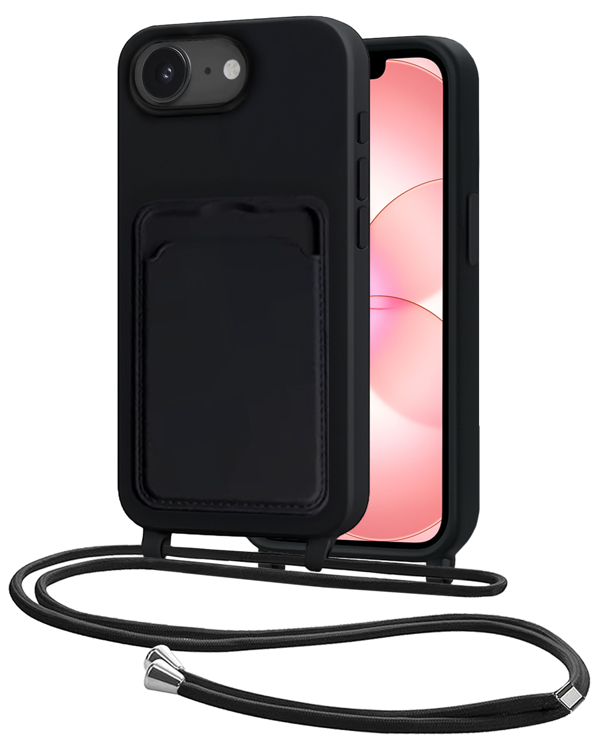 NoXx NoXx iPhone 17e Hoesje Pashouder met Koord - Zwart