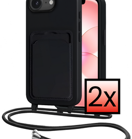 NoXx NoXx iPhone 17e Hoesje Pashouder met Koord - Zwart - 2 PACK