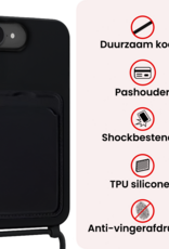 NoXx NoXx iPhone 17e Hoesje Pashouder met Koord Met Screenprotector - Zwart