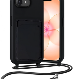 Nomfy Nomfy iPhone 17e Hoesje Pashouder met Koord - Zwart