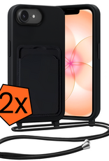 Nomfy Nomfy iPhone 17e Hoesje Pashouder met Koord - Zwart - 2 PACK