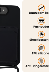 Nomfy Nomfy iPhone 17e Hoesje Pashouder met Koord Met Screenprotector - Zwart