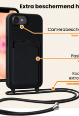 Nomfy Nomfy iPhone 17e Hoesje Pashouder met Koord Met Screenprotector - Zwart