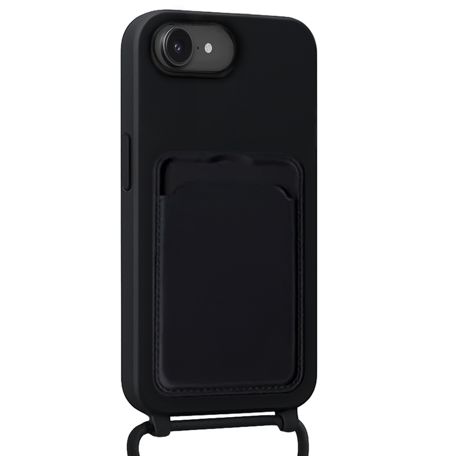 Nomfy Nomfy iPhone 17e Hoesje Pashouder met Koord Met 2x Screenprotector - Zwart