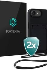 Forterra Forterra iPhone 17e Hoesje Pashouder met Koord - Zwart - 2 PACK