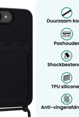 Forterra Forterra iPhone 17e Hoesje Pashouder met Koord Met Screenprotector - Zwart