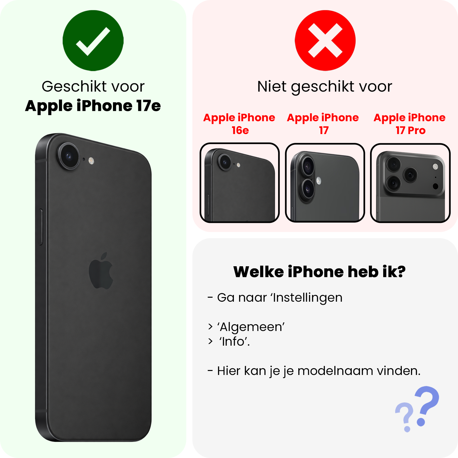 Forterra Forterra iPhone 17e Hoesje Pashouder met Koord Met 2x Screenprotector - Zwart