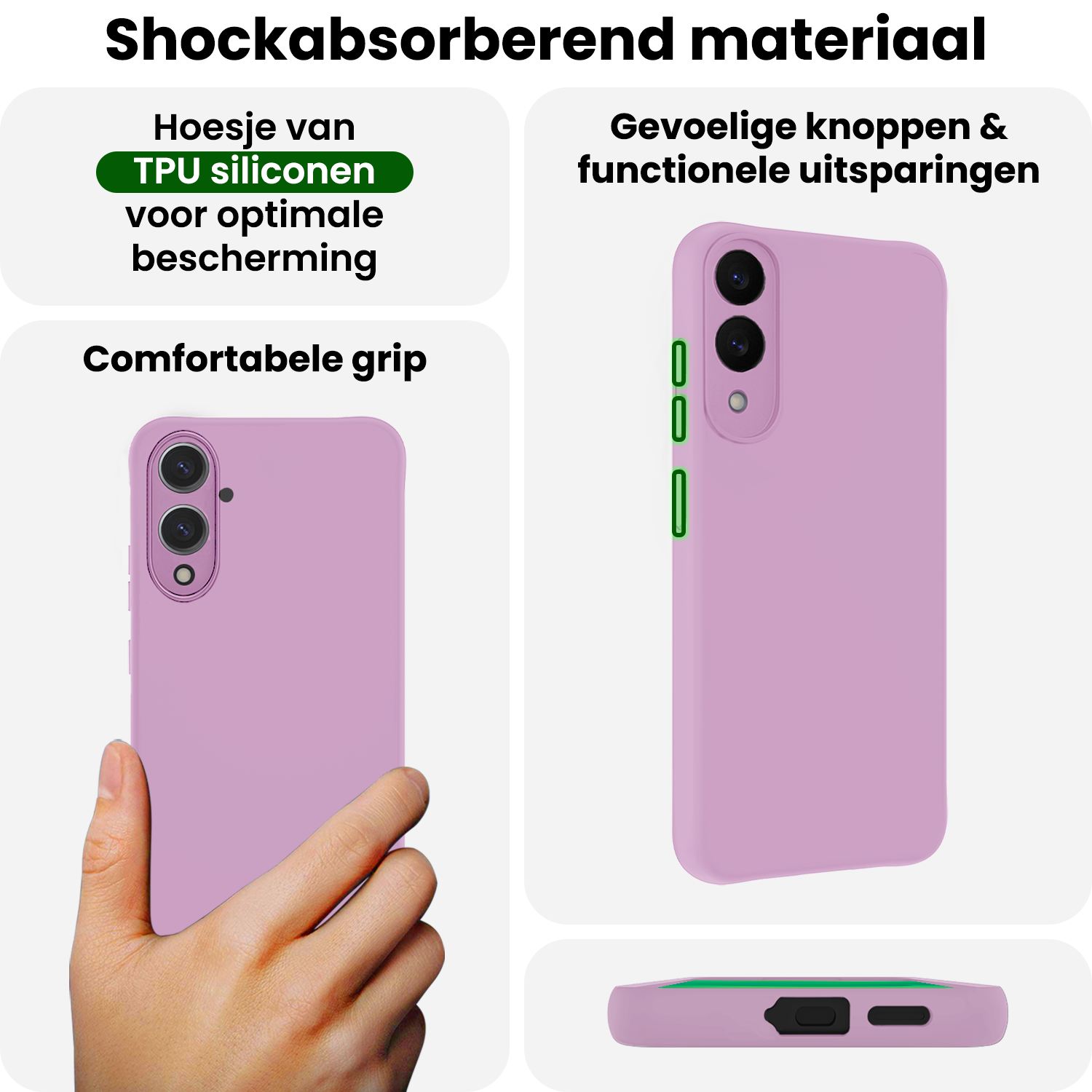 BASEY. BASEY. Samsung Galaxy S25 Edge Hoesje Siliconen Met Screenprotector - Lila