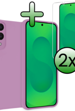 BASEY. BASEY. Samsung Galaxy S25 Edge Hoesje Siliconen Met 2x Screenprotector - Lila