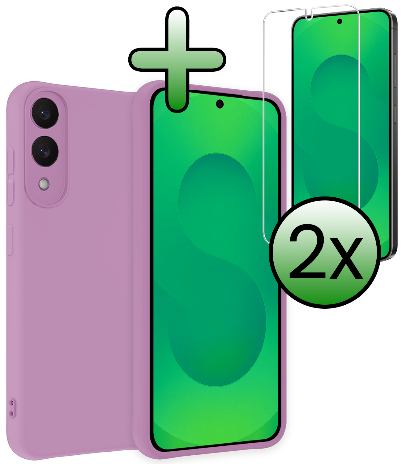 BASEY. BASEY. Samsung Galaxy S25 Edge Hoesje Siliconen Met 2x Screenprotector - Lila