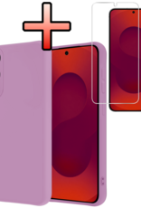 NoXx NoXx Samsung Galaxy S25 Edge Hoesje Siliconen Met Screenprotector - Lila