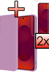 NoXx NoXx Samsung Galaxy S25 Edge Hoesje Siliconen Met 2x Screenprotector - Lila