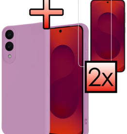 NoXx NoXx Samsung Galaxy S25 Edge Hoesje Siliconen Met 2x Screenprotector - Lila