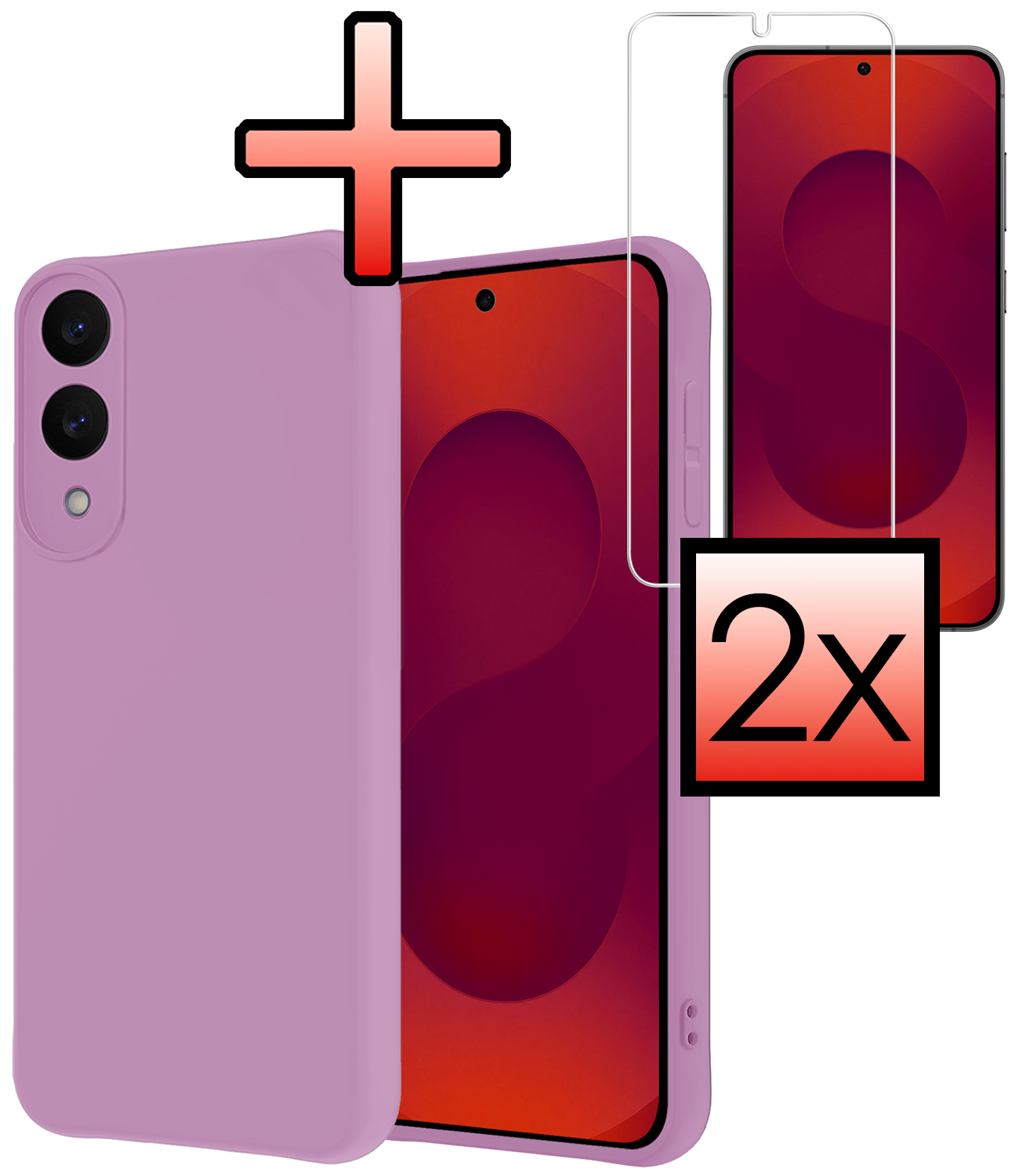 NoXx NoXx Samsung Galaxy S25 Edge Hoesje Siliconen Met 2x Screenprotector - Lila