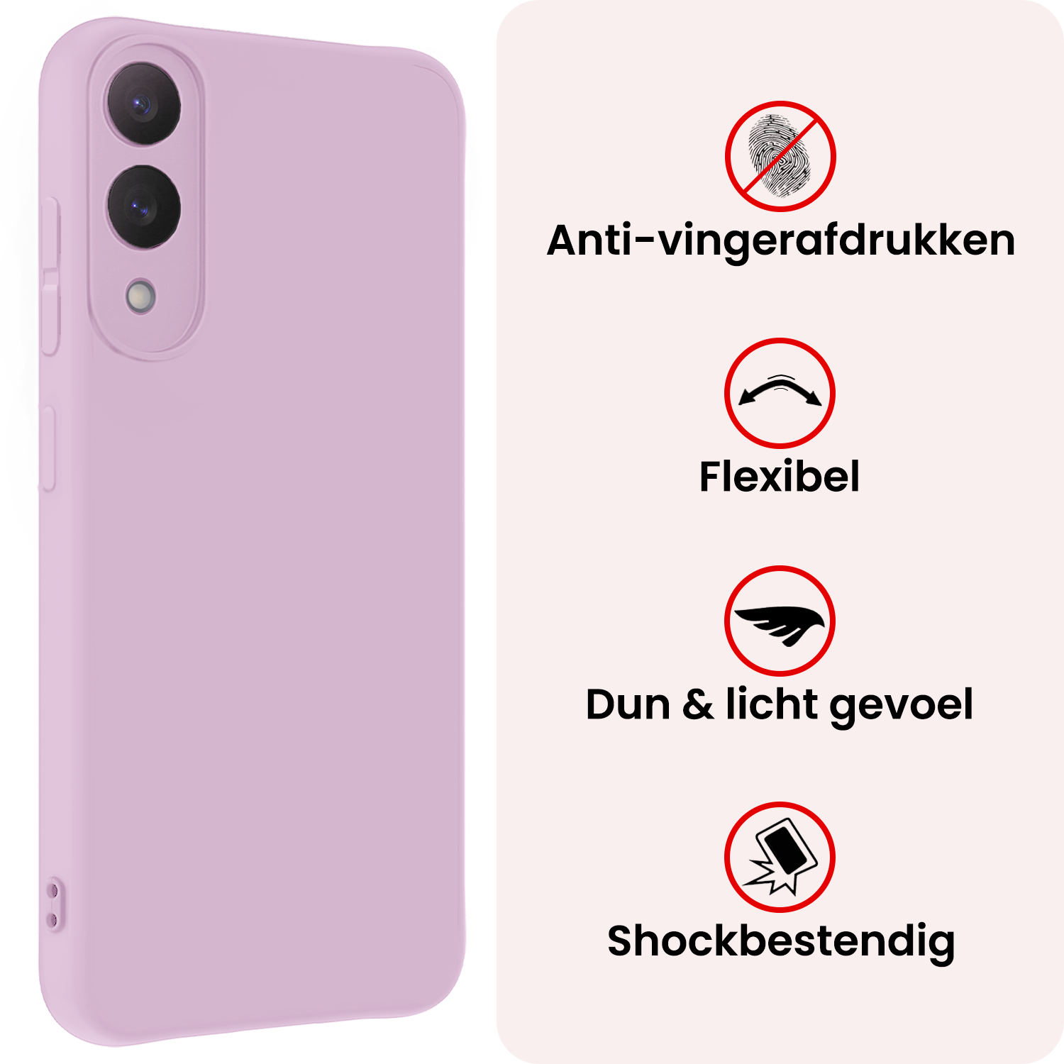 NoXx NoXx Samsung Galaxy S25 Edge Hoesje Siliconen Met 2x Screenprotector - Lila