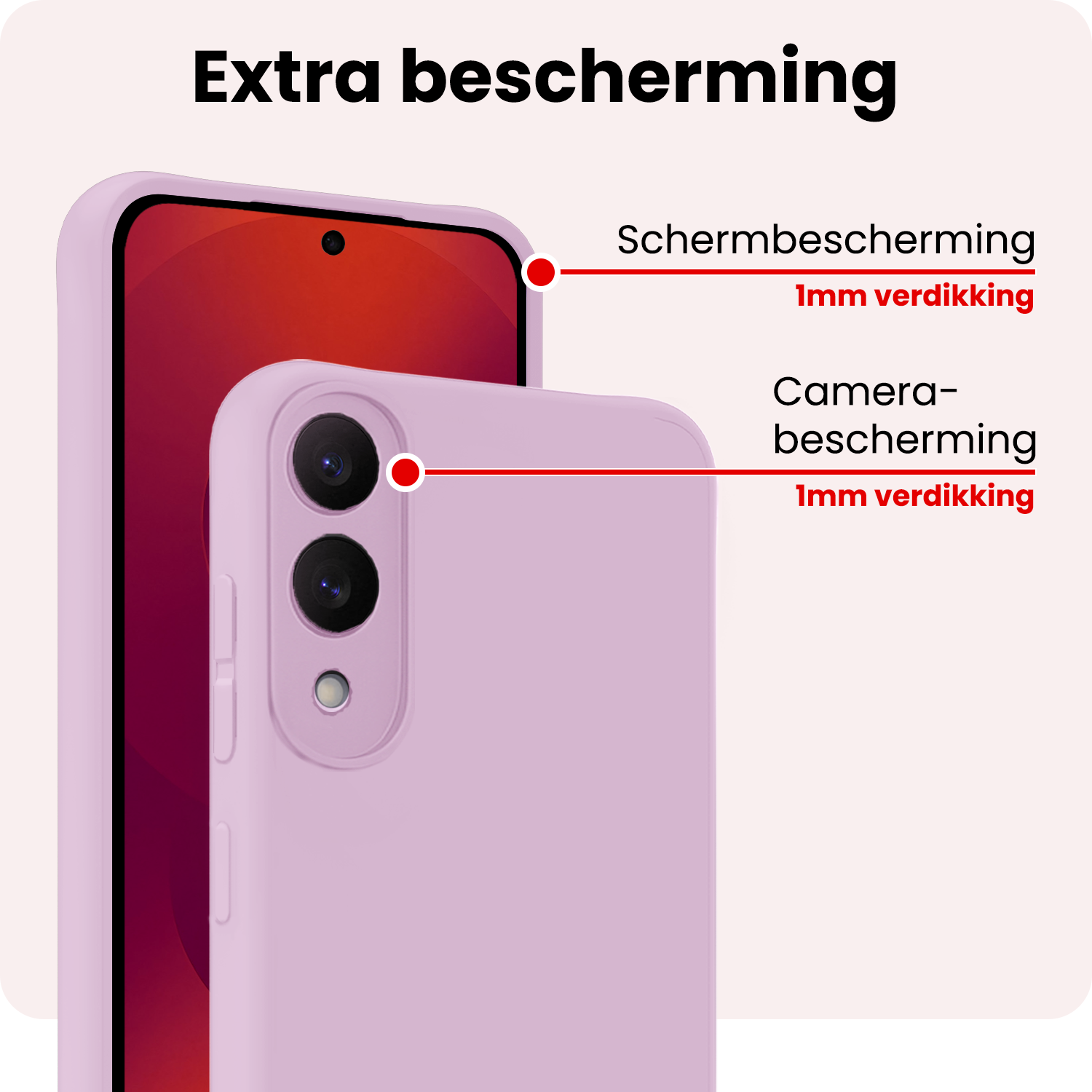 NoXx NoXx Samsung Galaxy S25 Edge Hoesje Siliconen Met 2x Screenprotector - Lila